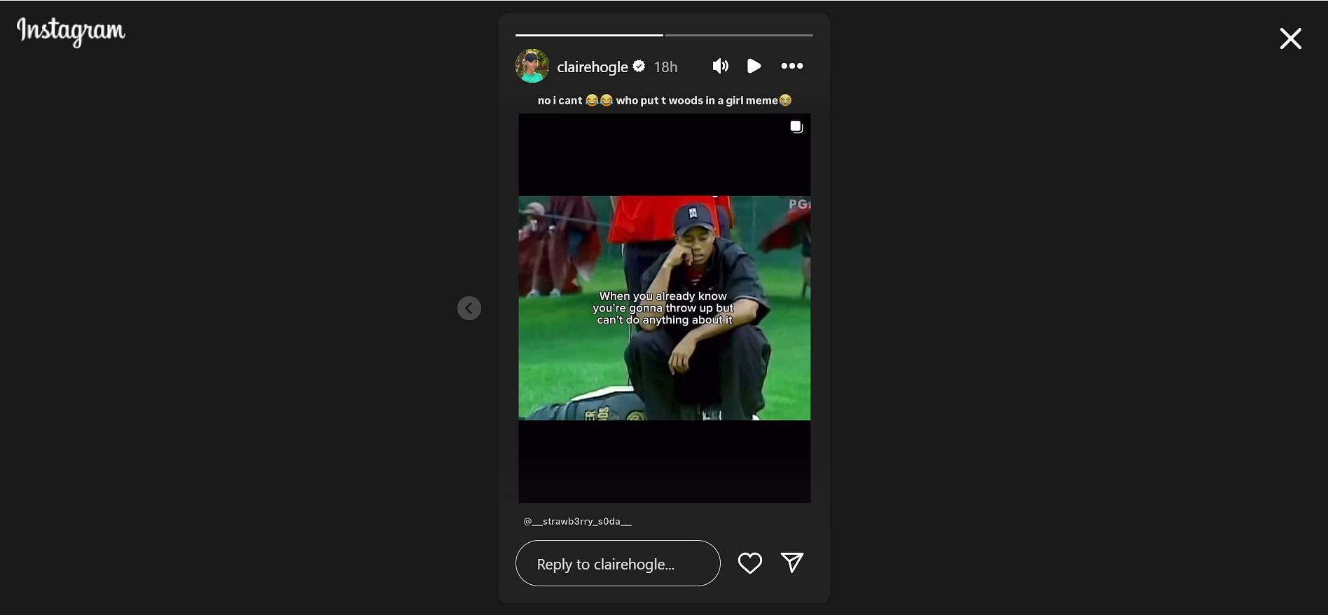 Still taken from Claire Hogle's Instagram story (Image Credit: @clairehogle)